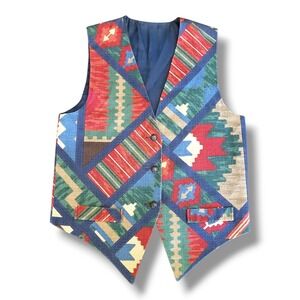 Vintage Coco West Southwest Pattern Cotton Vest Women's Size Large